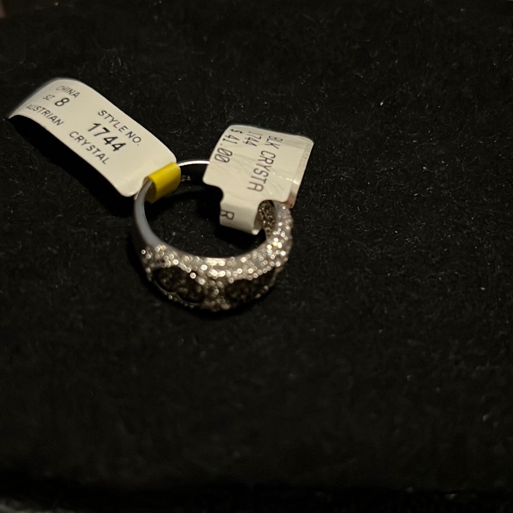 Austrian Black/Clear Crystal Ring